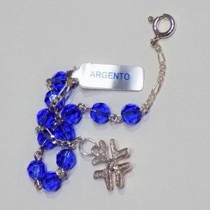 IOC Argento Swarovski Sterling Silver Bracelet 14K GE Filigree Charm w/Hallmarks